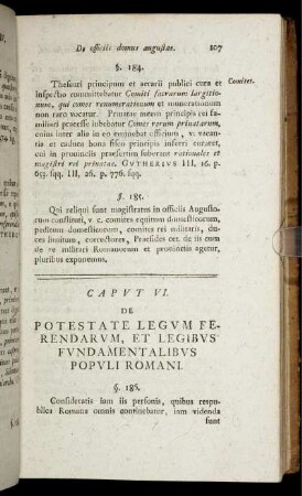 Caput VI. De potestate legum ferendarum, et legibus fundamentalibus populi Romani.