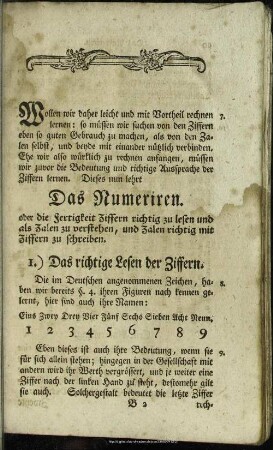 Das Numeriren