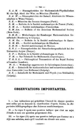 Observations importantes.
