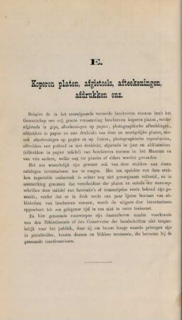 E. Koperen platen, afgietsels, afteekeningen, afdrukken enz