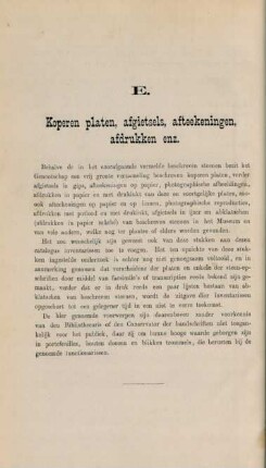 E. Koperen platen, afgietsels, afteekeningen, afdrukken enz