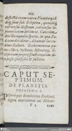 Caput Septimum. De Planetis