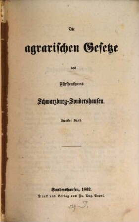 Die agrarischen Gesetze des Fürstenthums Schwarzburg-Sondershausen. 2