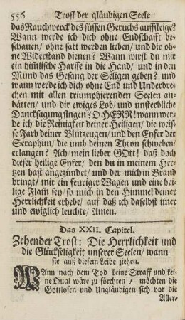 Cap. XXII. Zehnder Trost: Die Herrlichkeit und die Glückseligkeit unserer Seelen, wann sie auß diesem Leibe ziehen