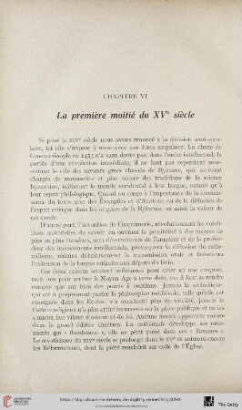 Chapitre VI: La première moitié du XVe siècle