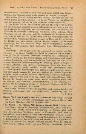 97-99 [Rezension] Weil, Simone, Das Unglück und die Gottesliebe