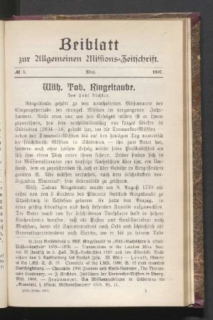 Beiblatt N° 3. Mai. 1907