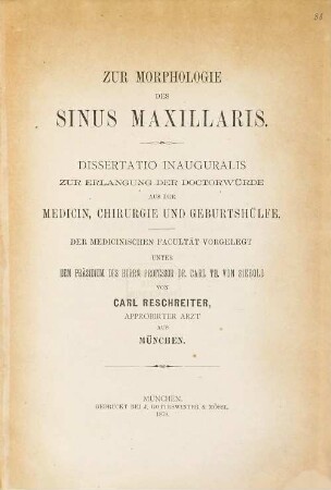 Zur Morphologie des Sinus maxillaris : Inaug. Diss.
