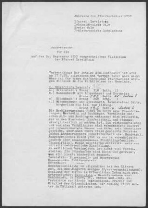 Zavelstein mit Rötenbach und Sommenhardt: Pfarrbericht 1953