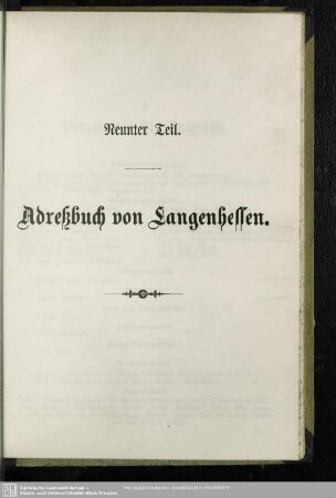 Neunter Teil. Adressbuch von Langenhessen