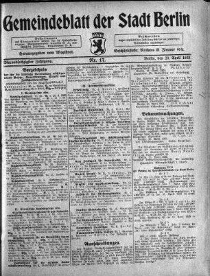 1923,17: Nr. 17, 29. April 1923