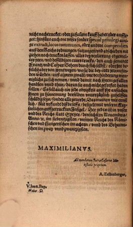 Abschiedt der Römischen Kayserlichen Maiestat vnd gemeiner Stände auff dem Reichstag zu Speyr Anno Domini M.D.LXX. auffgericht