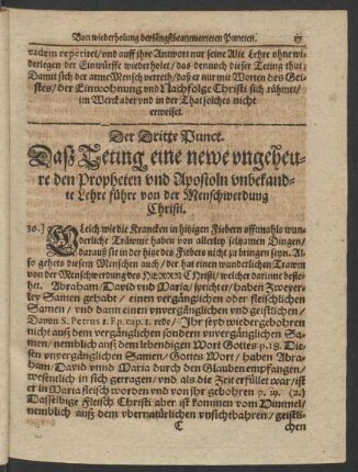Der Dritte Punct. Dass Teting eine newe ungeheure den Propheten und Apostoln unbekandte Lehre führe ...