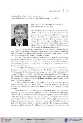 Antrittsrede von Herrn Hans Georg Bock an der Heidelberger Akademie der Wissenschaften vom 17. April 2011