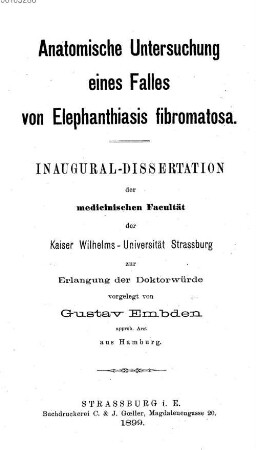 Anatomische Untersuchung eines Falles von Elephantiasis fibromatosa
