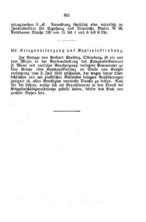 Kriegsversorgung und Kapitalabfindung : [F. Nichtamtliches]