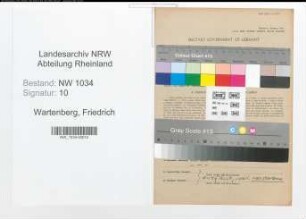 Entnazifizierung Friedrich Von Wartenberg , geb. 01.07.1859 (Generalmajor)