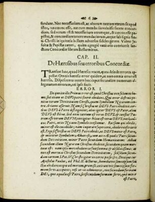 Cap. II. De Hæresibus seu erroribus Concordiæ.