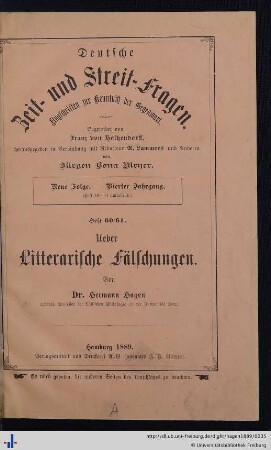 Ueber litterarische Fälschungen