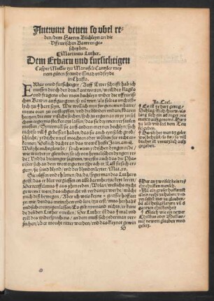 Antwurt denen so ubel reden/ dem Harten Büchleyn an die Uffrurischen Bawren geschryben.