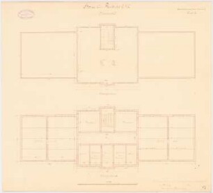 Provinzial-Irrenanstalt, Conradstein Haus für Ruhige III. Klasse - Männerseite: Grundriss Obergeschoss, Dachgeschoss 1:100