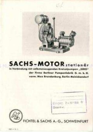 Stationärer Sachs-Motor für Hochdruckkompressoren