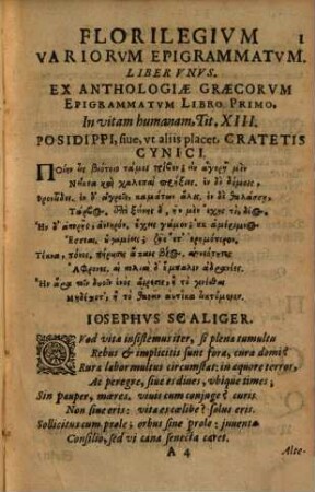 Florilegii Variorum Epigrammatum Liber .... 1