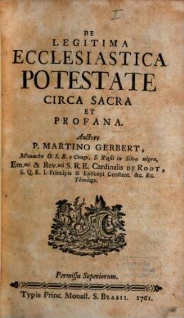 De legitima ecclesiastica potestate circa sacra et profana