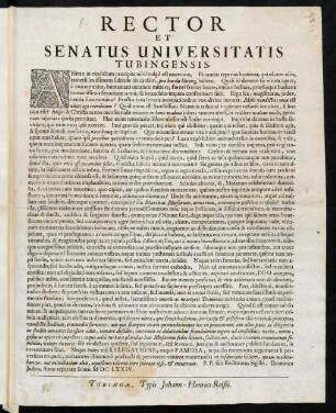 Rector Et Senatus Universitatis Tubingensis