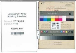 Entnazifizierung Fritz Kibeiks , geb. 07.12.1898 (Buerohilfe)