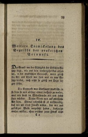 IV. Weitere Entwickelung des Begriffs der praktischen Vernunft.