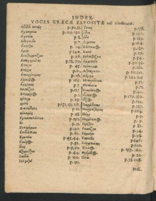 Index. Voces Graecae Expositae