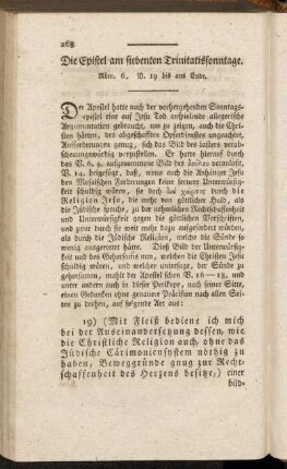 Die Epistel am siebenten Trinitatissonntage. Röm. 6, V. 19 bis ans Ende