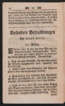 Besondere Betrachtungen der Bons Mots.