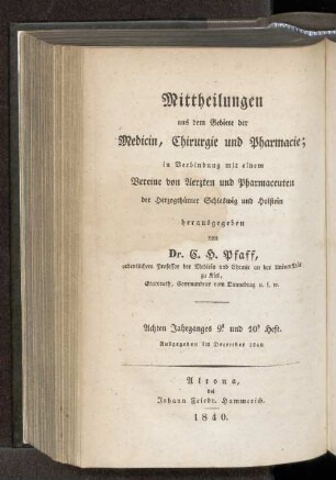 Achten Jahrganges 9. und 10. Heft. Ausgegeben im December 1840. - Sechsten Jahrganges 9. und 10. Heft. Ausgegeben im December 1840.