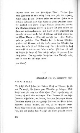 140 Wandsbeck, den 13. November 1805.