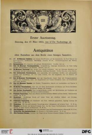 Antiquitäten ohne Ausnahme aus dem Besitz eines hiesigen Sammlers (Nr. 251-414)