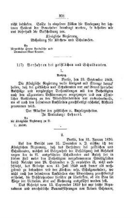 Verfahren bei geistlichen und Schulbauten : [IV. Elementarschulwesen]