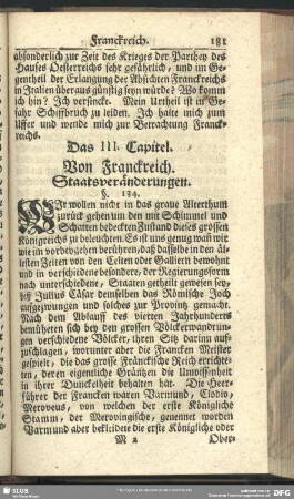 Das III. Capitel. Von Franckreich : Staatsveränderungen