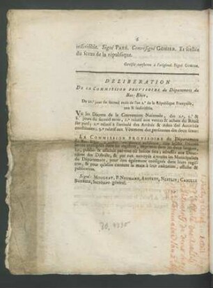 Delibération De La Commission Provisoire du Département du Bas-Rhin ...