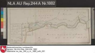 Verlauf des Norder Fahrwassers von NORDEN bis Gastmarschersiel mit Einzeichnung der Deiche und der Mühlen bei Norden Kolorierte Zeichnung von J. N. Franzius Papier auf Leinen Format 54,7x24,2 M 1:7.000 (ca)