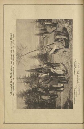 Feldmarschall Graf Moltke pflanzt zur Erinnerung an seinen Besuch eine Silberlinde im Arboretum der Baumschule im Jahre 1888