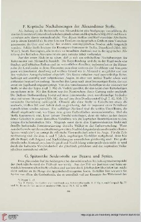 F. Koptische Nachahmungen der Alexandriner Stoffe