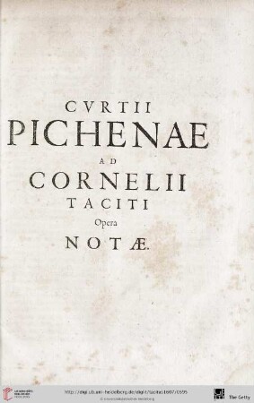Curtii Pichenae ad Cornelii Taciti opera Notae
