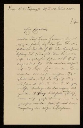 17: Brief von Alexander Achilles an Gottlieb Planck, Berlin, 30.5.1898