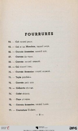 Fourrures (Nr. 64-115)