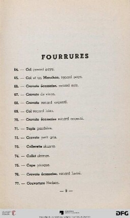 Fourrures (Nr. 64-115)