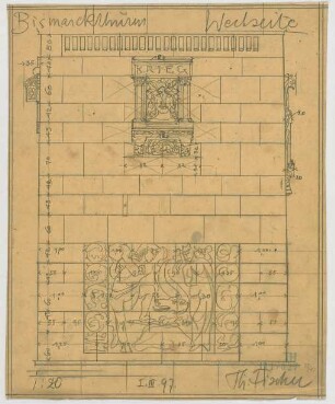 Fischer, Theodor; Berg am Starnberger See - Rottmannshöhe (Bayern); Bismarckturm - Westseite (Ansicht)