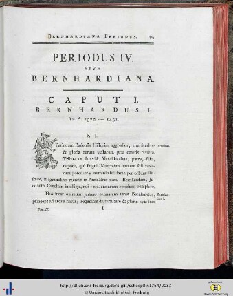 Cap. I. Bernhardus I.