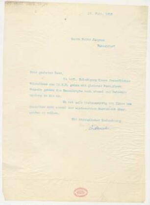 Brief an Fritz Jürgens : 19.07.1910